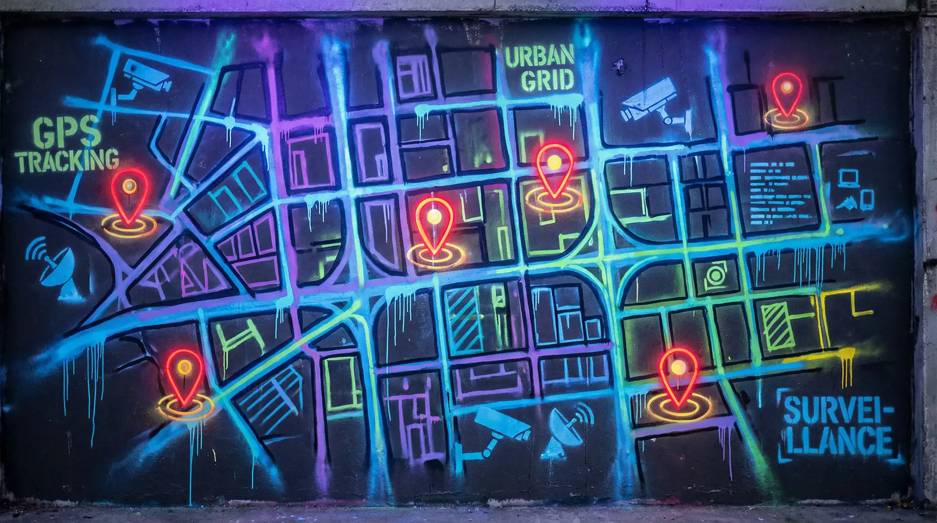 吃瓜官网 狗仔追踪地图 - 城市涂鸦风格